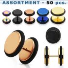 blk390 surtido piercings 50 plugs falsos acero quirurgico anodizado anillos goma mayorista