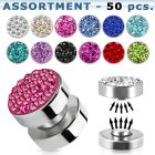 blk417 surtido piercings 50 plugs falsos magneticos acero quirurgico cristal ferido mayorista