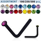 blk423 black acrylic nose stud with 1mm round crystal top