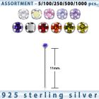 blk453 silver nose stud with 2mm round prong cz stone