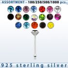 blk456 surtido por mayor piercings nariz plata piercings nariz hueso plata esterlina 925 0 6mm cristal redondo 2mm al por mayor