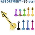 blk467 surtido piercings 50 labrets acero quirurgico pvd conos 3mm distribuidor