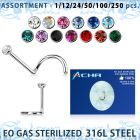 blk483 sterilized 316l steel nose screw with bezel crystal ball