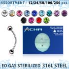 blk486 eo gas sterilized piercing surgical steel eyebrow banana 3mm
