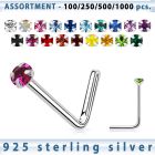 blk498 surtido por mayorpiercing nariz l plata esterlina 925 0 6mm cristal redondo 1 5mm venta