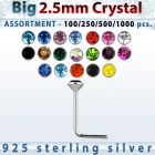 blk535 surtido por mayor piercing nariz plata piercings nariz plata esterlina 925 0 6mm cristal redondo 2 5mm venta