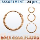 blk556 surtido piercings 24 pares aros oreja agujero plata esterlina 925 oro rosa 18 kts al por mayor