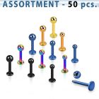 blk73 surtido piercings 50 labrets acero 316l anodizado bola 3mm 8mm 10mm bola 4mm 8mm mayorista