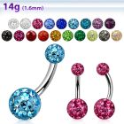 bn2frg piercing ombligo acero quirurgico bolas multi cristal ferido 5 8mm mayorista