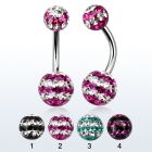 bn2frgd piercing ombligo acero quirurgico bolas multi cristal ferido 5 8mm triple linea venta