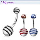 bnby piercing ombligo acero quirurgico bolas rayadas 5 8mm 10mm al por mayor