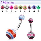 bndxb 316l steel belly banana with 5 8mm marble acrylic ball