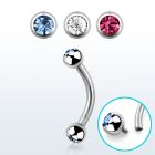 bne2cin 316l steel eyebrow banana with threaded 3mm bezel ball