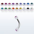bneajb3 steel eyebrow banana w 3mm bio flex balls w crystals
