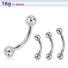 bneb 316l steel eyebrow banana with two 3mm balls
