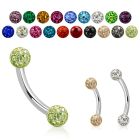 bnefr3 316l steel eyebrow banana with 3mm crystal ball w resin