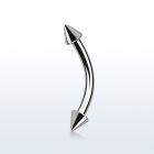 bnenx25 surgical steel eyebrow banana with two 2 5mm cones