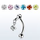 bnerv3 banana ceja acero quirurgico bolas 3mm zirconita redonda 3mm 6mm al por mayor