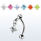 bnerv4 316l steel eyebrow banana w 3mm ball square prong cz