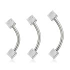 bnes2di surgical steel eyebrow banana with two 3mm dices