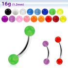 bneuvb 316l steel eyebrow banana with 3mm acrylic uv ball