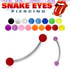 bnevbl 316l steel snake eye banana with two 3mm acrylic uv ball