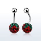 bnfr10s piercing ombligo acero quirurgico bola acero superior bola multi cristal pegado ferido diseno fresa cubierta resina