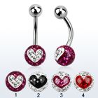 bnfr8b piercing ombligo acero quirurgico bola acero 5mm bola multi cristal ferido 8mm corazon venta
