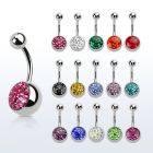 bnmtj15 316l steel belly banana w 10mm half multi crystall ball