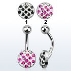 bnmtj23 steel belly banana w flat w crystals in a dotted design