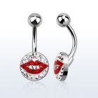 bnmtj25 steel belly banana w flat w crystals in a kissing mouth