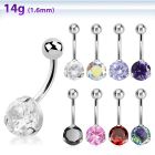 bnrdz8 piercing ombligo acero quirurgico zirconia 8mm 10mm venta