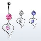 bnrz12 piercing ombligo acero quirurgico zirconia 8mm colgante corazon zirconia redonda interior 38 10mm mayorista
