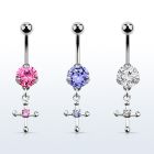 bnrz14s piercing ombligo acero quirurgico zirconia 8mm colgante cruz zirconia centro 38 10mm al por mayor