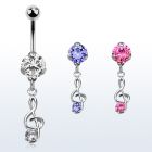 bnrz370 casted steel cz belly banana w musical note w round cz