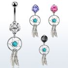 bnrz544 piercing ombligo acero quirurgico zirconia 8mm colgante atrapasuenos 38 10mm distribuidor