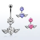 bnrz586 piercing ombligo acero quirurgico zirconia 8mm colgante corazon zirconia alas 38 10mm al por mayor