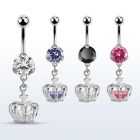 bnrz590 piercing ombligo acero quirurgico zirconia 8mm colgante corona zirconia plata distribuidor