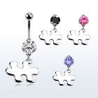 bnrz615 casted steel cz belly banana w autism awareness symbol