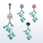 bnrz695 piercing ombligo acero quirurgico zirconia 8mm colgante vid bolas falsa turquesa 38 10mm distribuidor mayorista