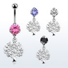 bnrz697 casted steel cz belly banana w tree of life design