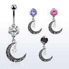 bnrz730c piercing ombligo acero quirurgico zirconia 8mm colgante luna vintage estrella 38 10mm venta