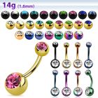 bnt2cg pvd plated 316l steel belly banana w 5 8mm bezel ball