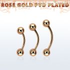 bnttb5 rose gold steel eyebrow banana w 2 5mm balls