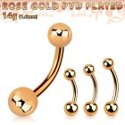 bntts rose gold steel belly banana with 5mm 6mm balls