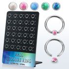 board 30 steel ball closure ring 8mm w 3mm disk with opal