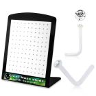 board w 120 acrylic nose studs w 1.5mm clear crystals