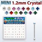 box silver nose bones w 1.2mm prong set color crystals