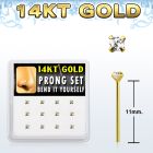 box w 12 14kt gold bend it nose studs w 2mm round czs 