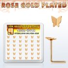 box w 36 rose gold plated silver nose studs w butterfly